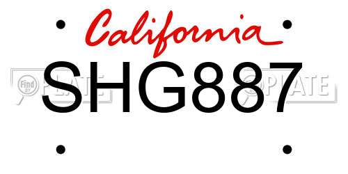 SHG887 California License Plate