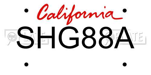 SHG88A California License Plate