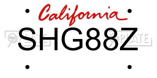 SHG88Z California License Plate