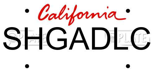 SHGADLC California License Plate