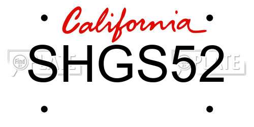 SHGS52 California License Plate
