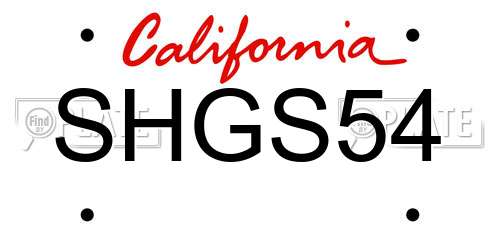 SHGS54 California License Plate