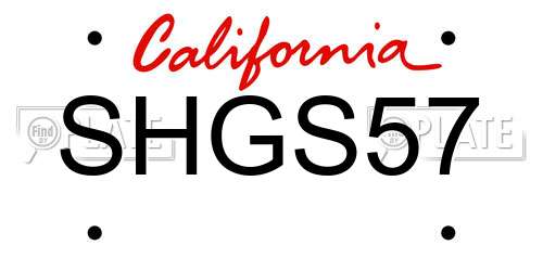 SHGS57 California License Plate
