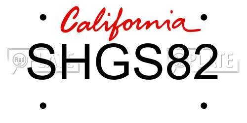 SHGS82 California License Plate