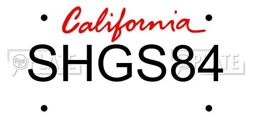 SHGS84 California License Plate