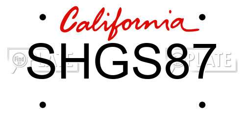 SHGS87 California License Plate