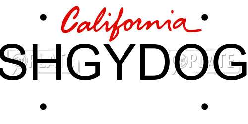 SHGYDOG California License Plate