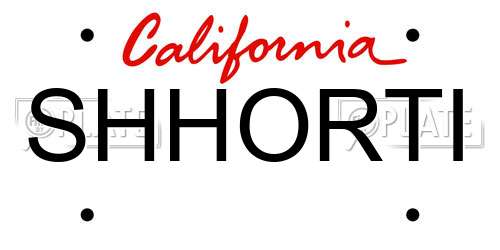 SHHORTI California License Plate