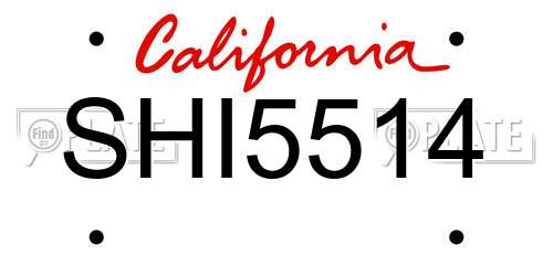 SHI5514 California License Plate