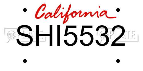 SHI5532 California License Plate