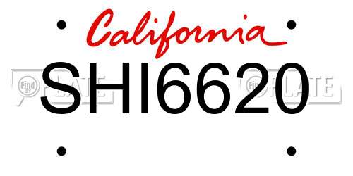 SHI6620 California License Plate