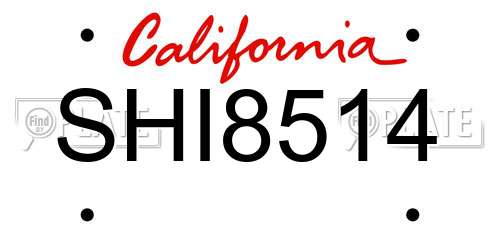 SHI8514 California License Plate