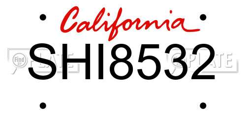 SHI8532 California License Plate