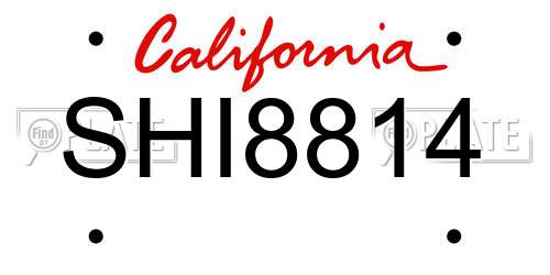 SHI8814 California License Plate