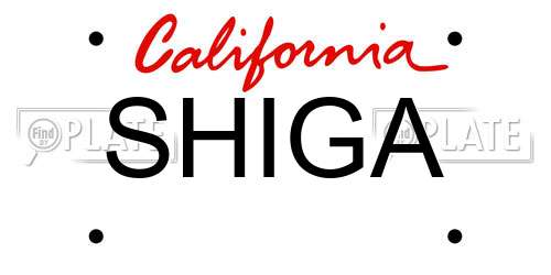 SHIGA California License Plate