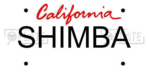 SHIMBA California License Plate