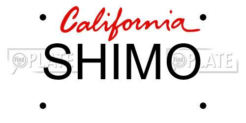 SHIMO California License Plate