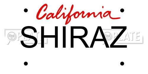 SHIRAZ California License Plate