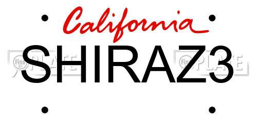 SHIRAZ3 California License Plate