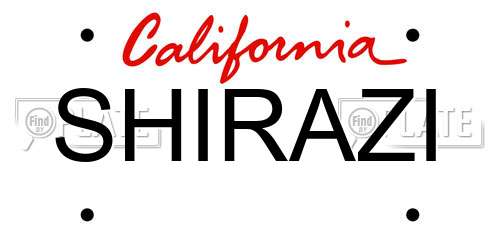 SHIRAZI California License Plate