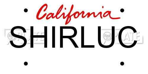 SHIRLUC California License Plate