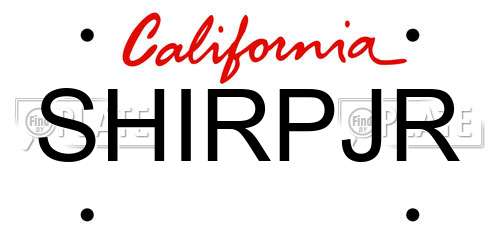 SHIRPJR California License Plate