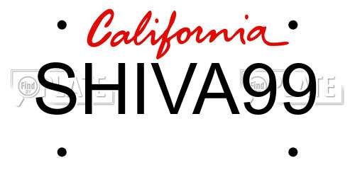 SHIVA99 California License Plate