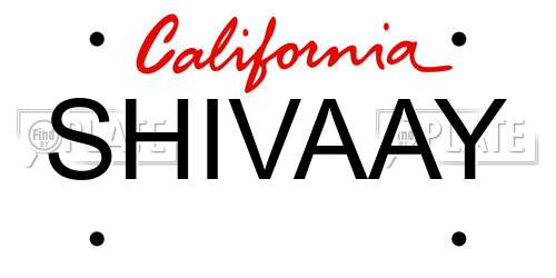 SHIVAAY California License Plate