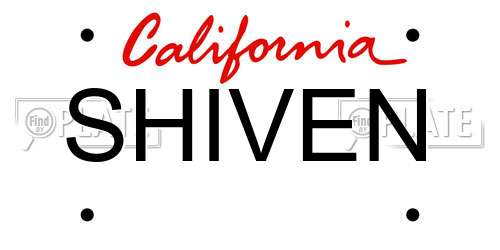 SHIVEN California License Plate