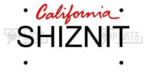 SHIZNIT California License Plate