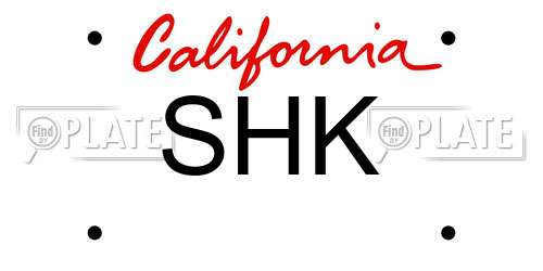 SHK California License Plate