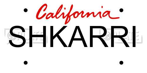 SHKARRI California License Plate