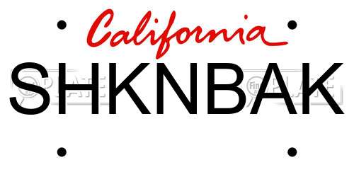 SHKNBAK California License Plate
