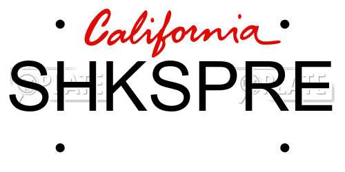 SHKSPRE California License Plate