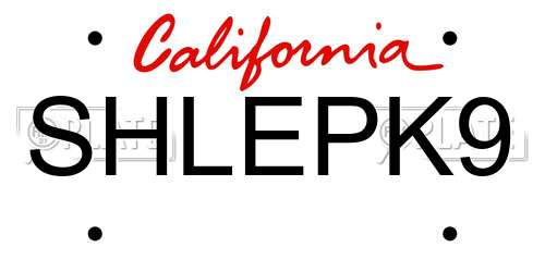 SHLEPK9 California License Plate
