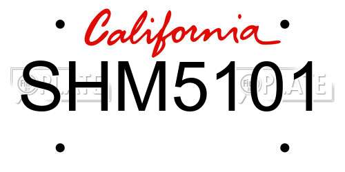 SHM5101 California License Plate