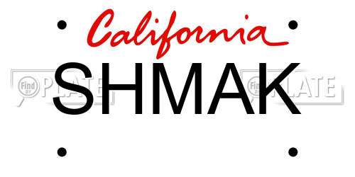 SHMAK California License Plate