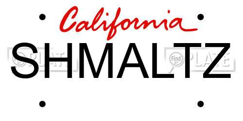 SHMALTZ California License Plate