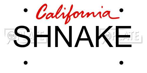 SHNAKE California License Plate