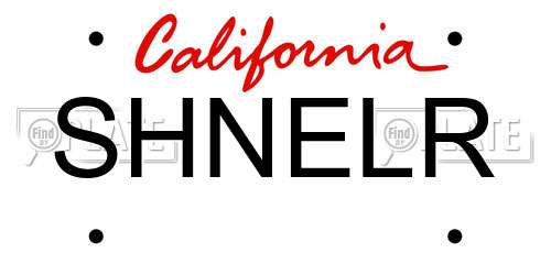 SHNELR California License Plate