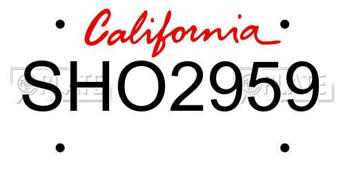 SHO2959 California License Plate