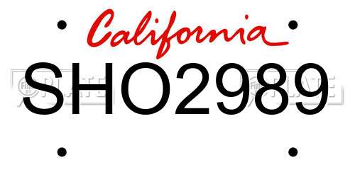 SHO2989 California License Plate