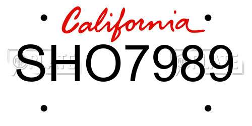 SHO7989 California License Plate