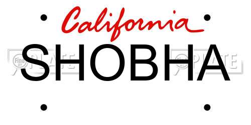 SHOBHA California License Plate