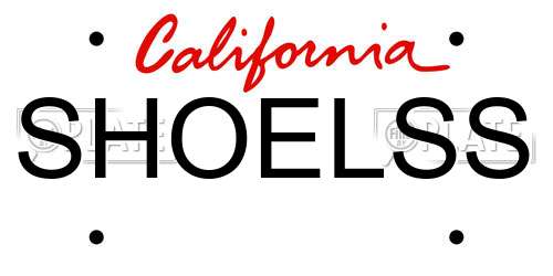 SHOELSS California License Plate