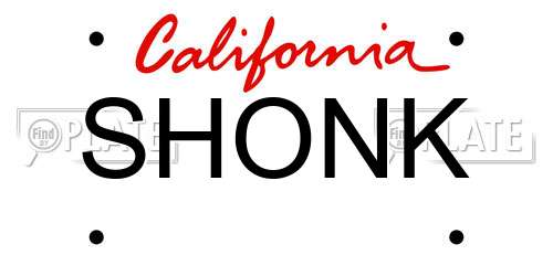SHONK California License Plate