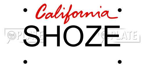 SHOZE California License Plate