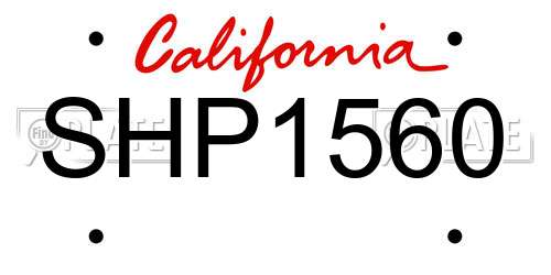 SHP1560 California License Plate