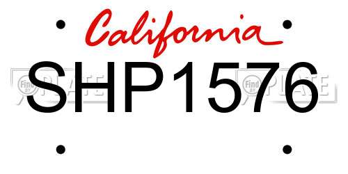 SHP1576 California License Plate
