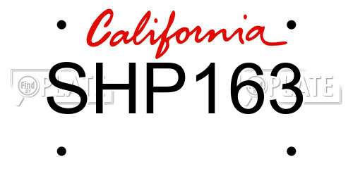 SHP163 California License Plate